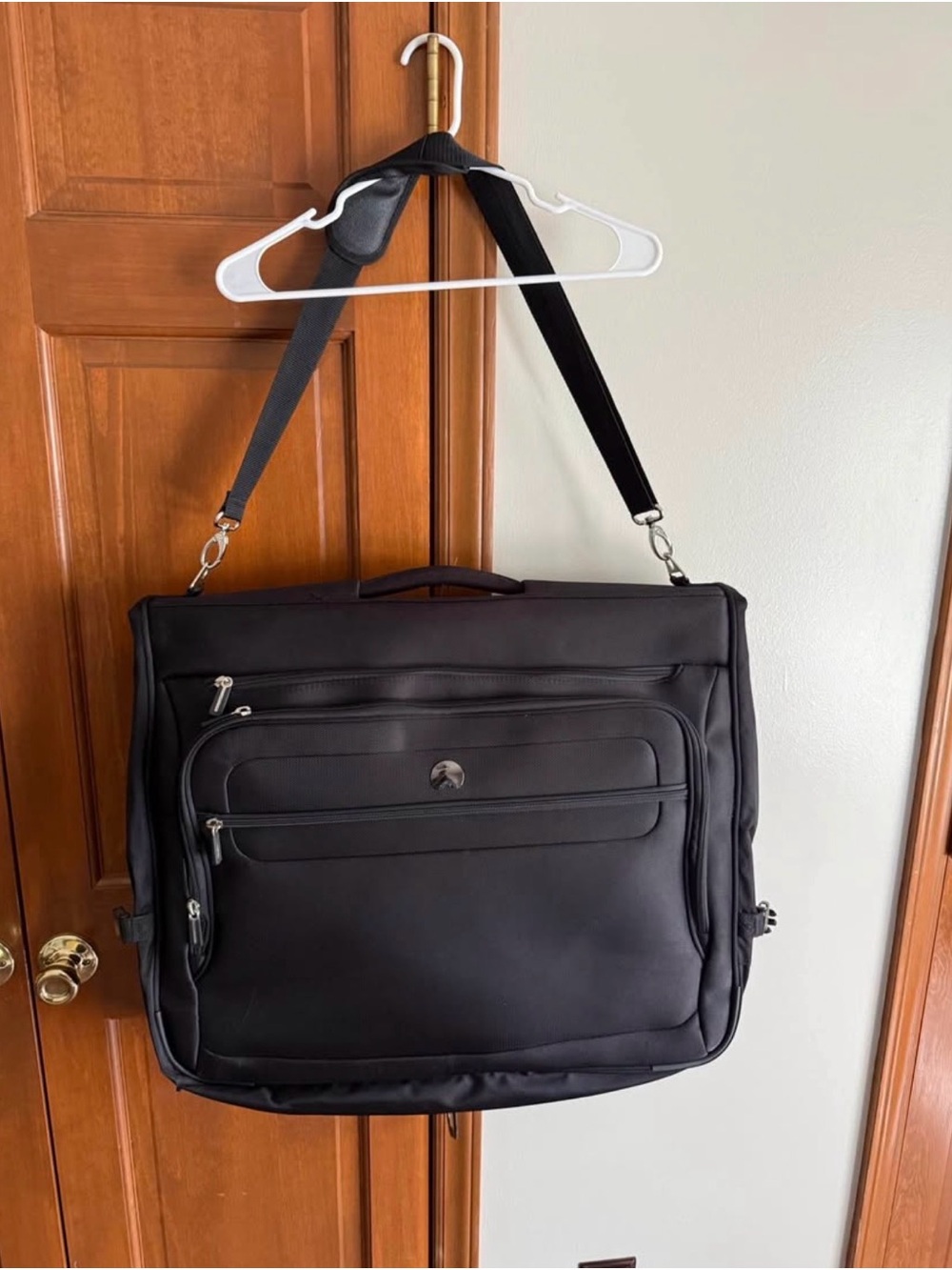 Delsey Black Garment Bag with Shoulder Strap